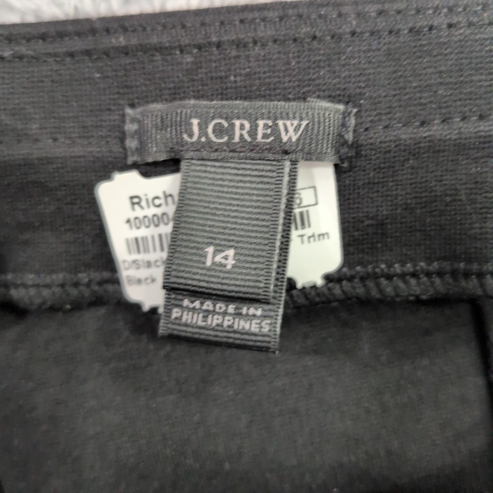 J. Crew Women's Black Size 14 Mid Rise Crop Leggings Pants Leather Trim Back Zip - Picture 5 of 16